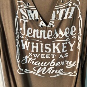 Army Green “Smooth as Tennessee Whiskey” Graphic Dress with White Print